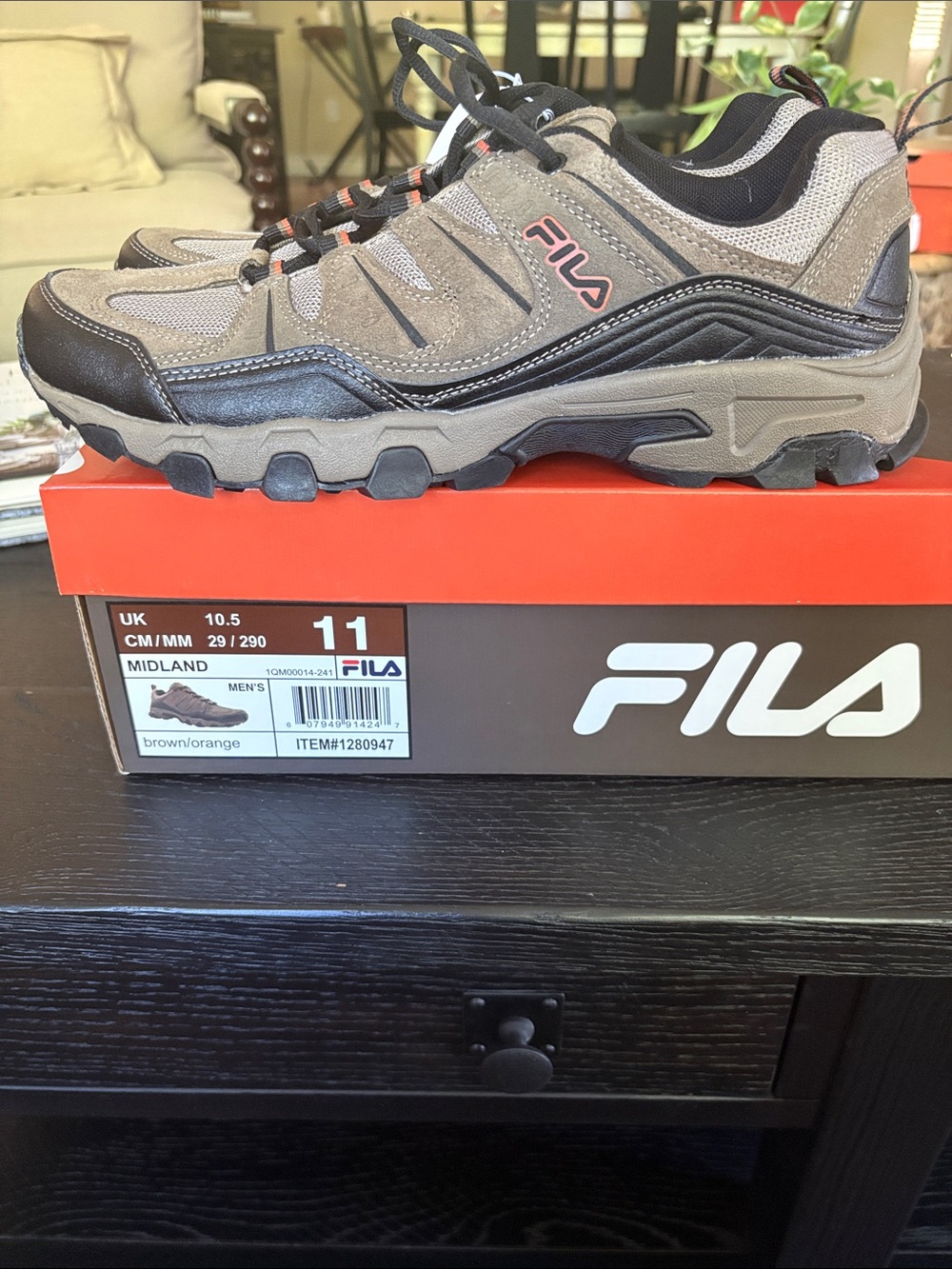 Fila Men's Brown and Orange Trail Sneakers